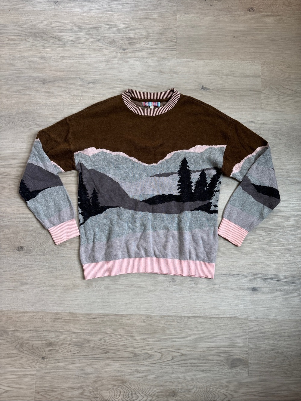 Urban Outfitters mountain landscape knit sweater small nature cozy oversized